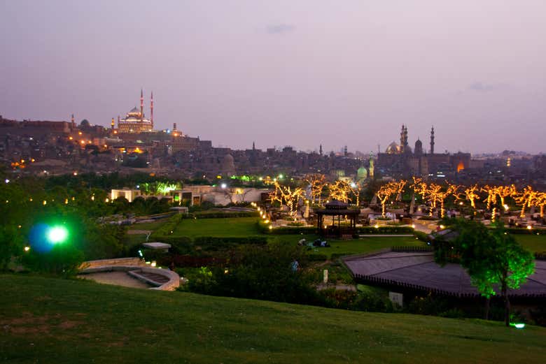 Panoramic views of Cairo from Al-Azhar Park